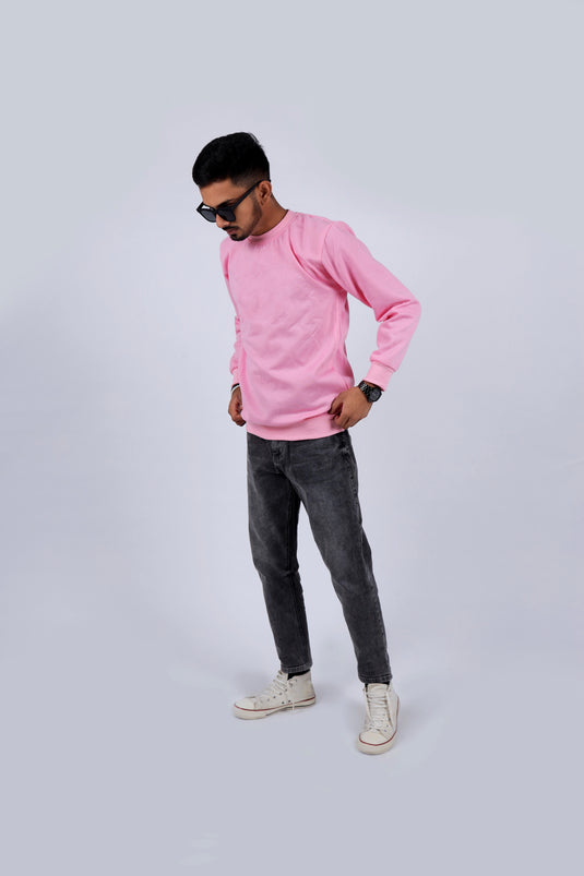 Men Pink Solid Sweatshirt