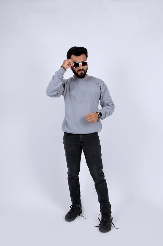 Men Grey Solid Sweatshirt