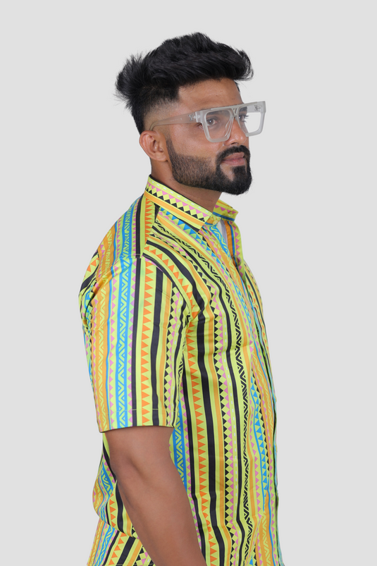 Tribal Print Oversized Men's Shirt Cherrit