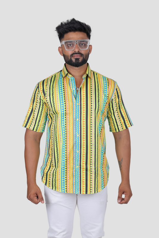 Tribal Print Oversized Men's Shirt Cherrit