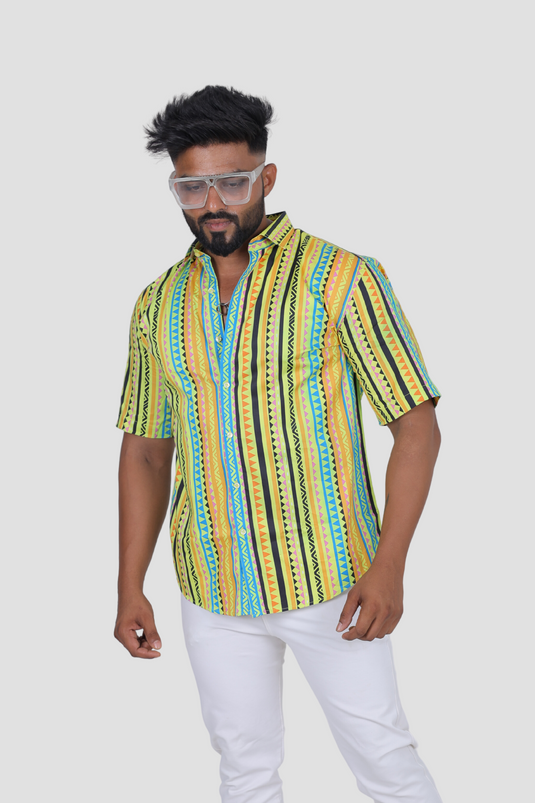 Tribal Print Oversized Men's Shirt Cherrit