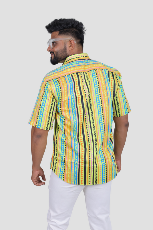 Tribal Print Oversized Men's Shirt Cherrit