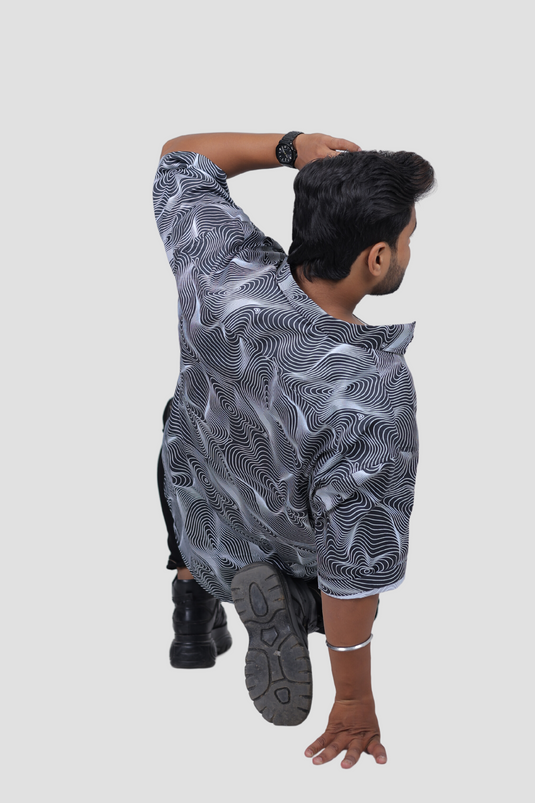 Oversized Illusion Print Men's Shirt Cherrit