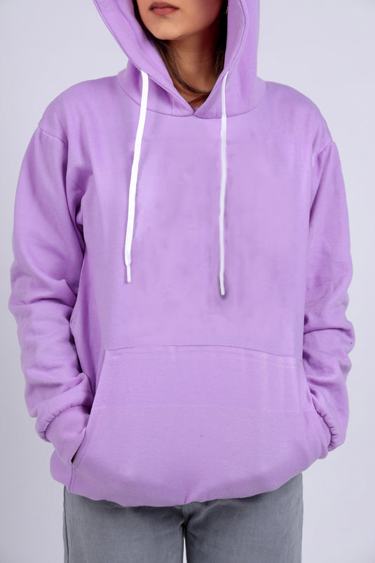 Women Lilac Solid Hoodie