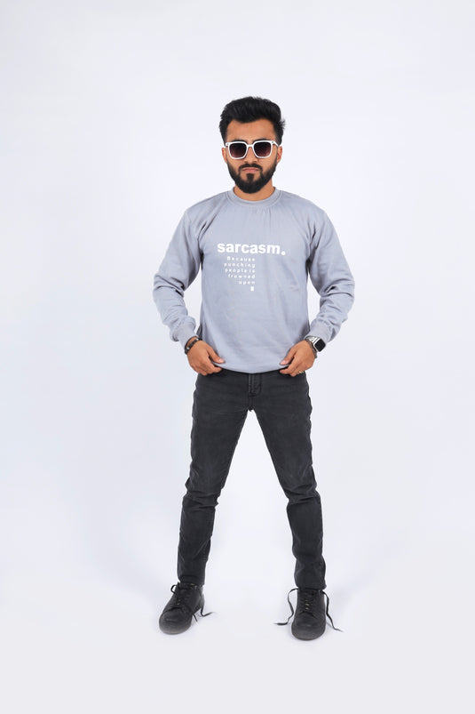 Men Grey Printed Sweatshirt