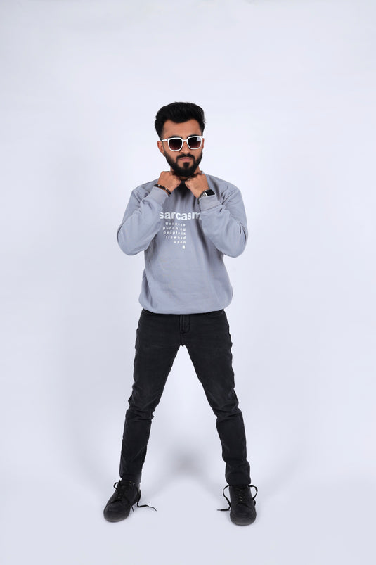 Men Grey Printed Sweatshirt