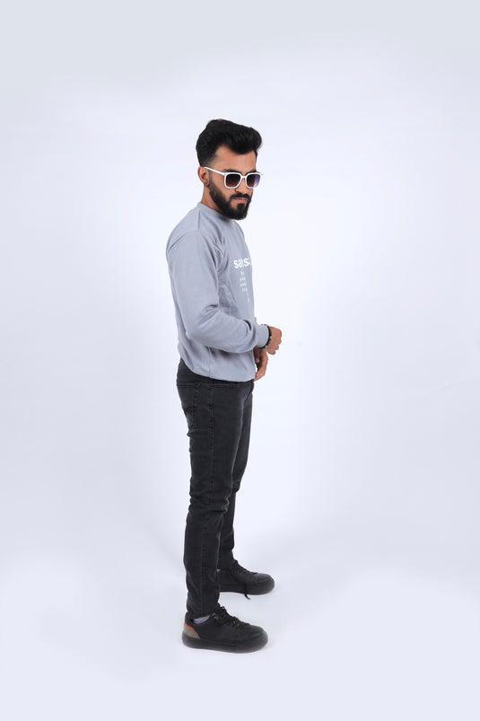 Men Grey Printed Sweatshirt