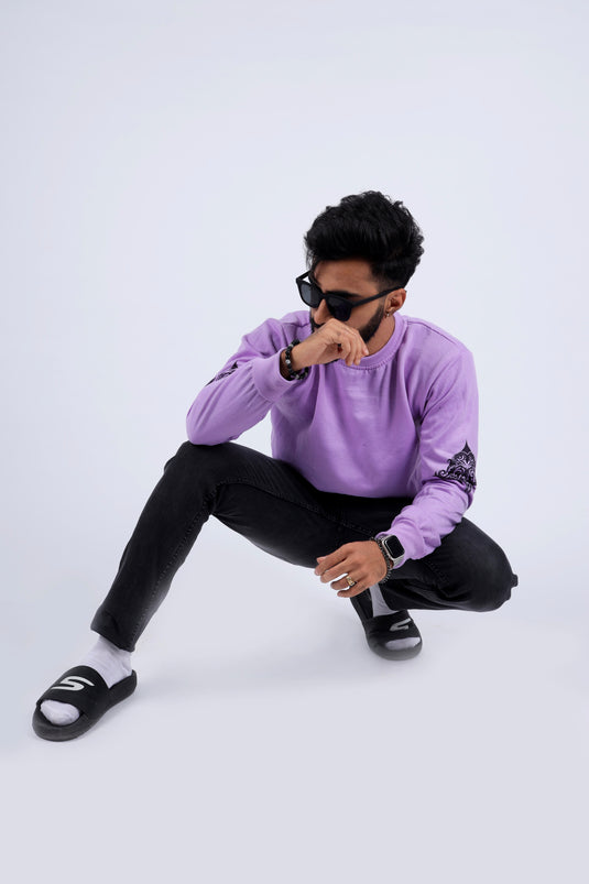 Men Lilac Printed Sweatshirt