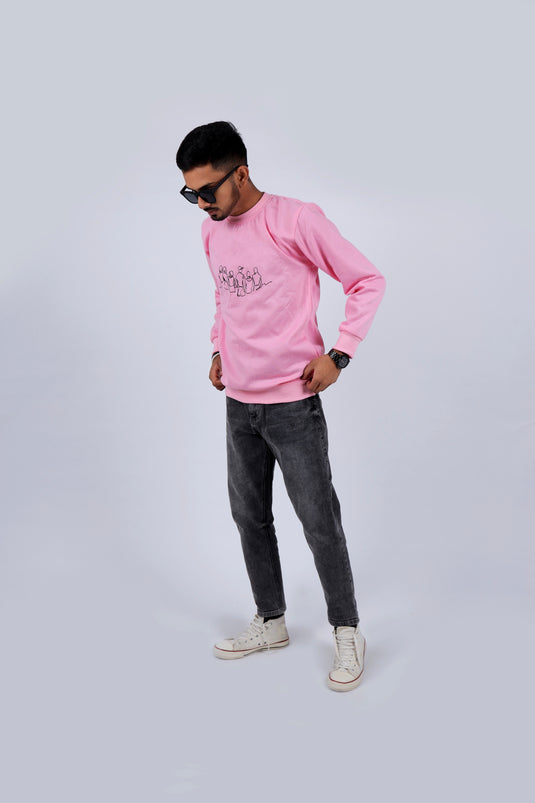 Men Pink Printed Sweatshirt