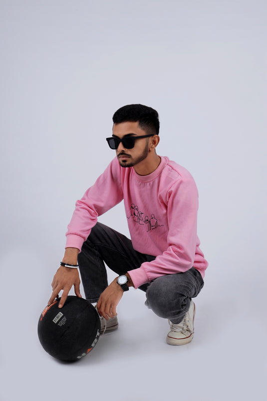 Men Pink Printed Sweatshirt