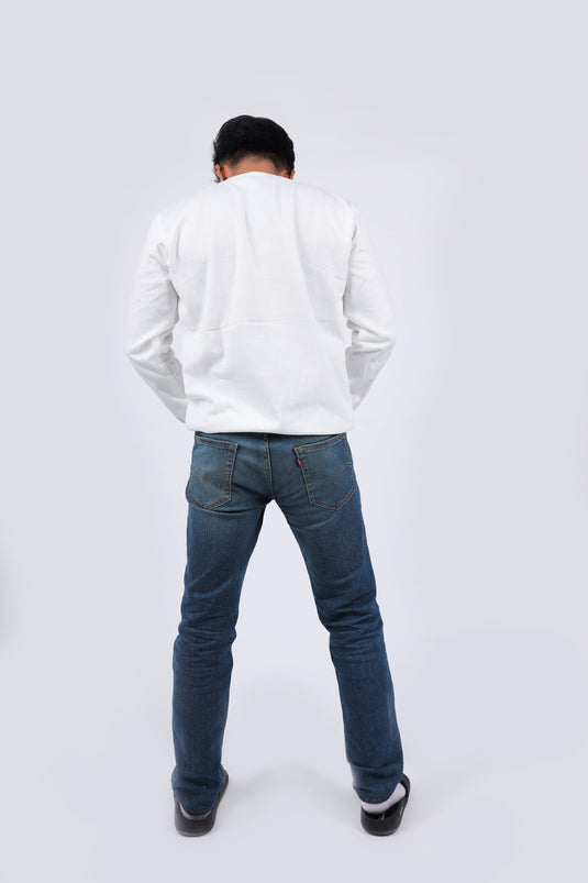 Men White Solid Sweatshirt