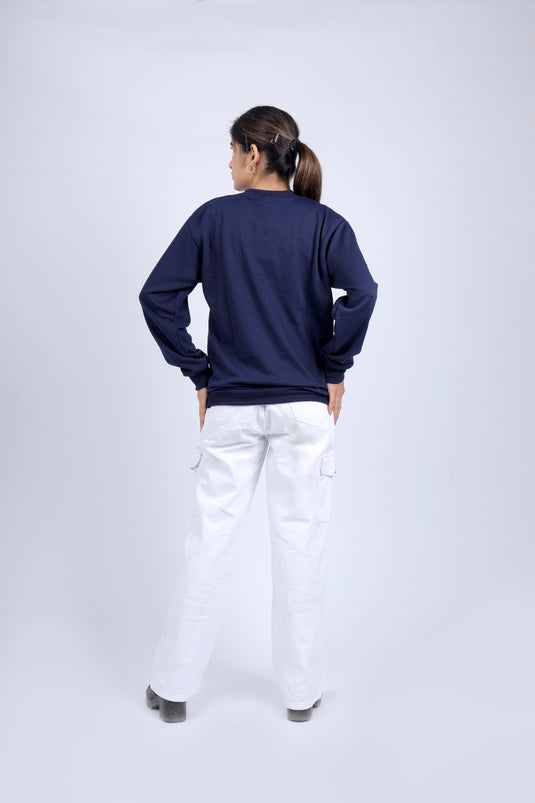 Women Blue Solid Sweatshirt