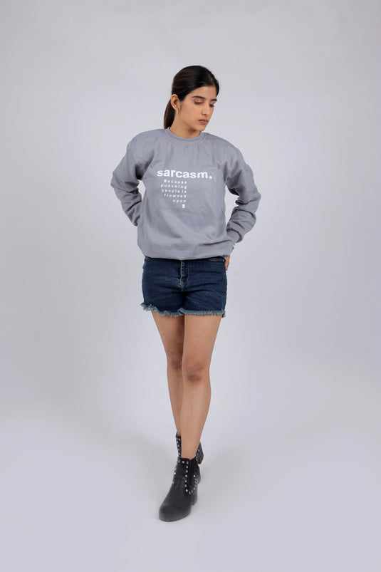 Women Grey Printed Sweatshirt