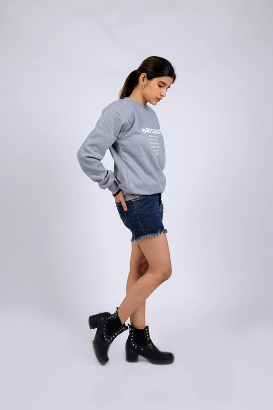 Women Grey Printed Sweatshirt