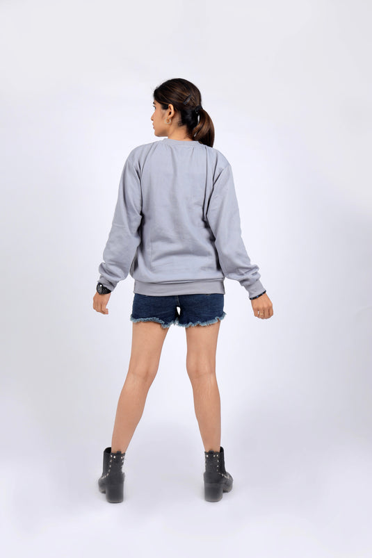 Women Grey Solid Sweatshirt