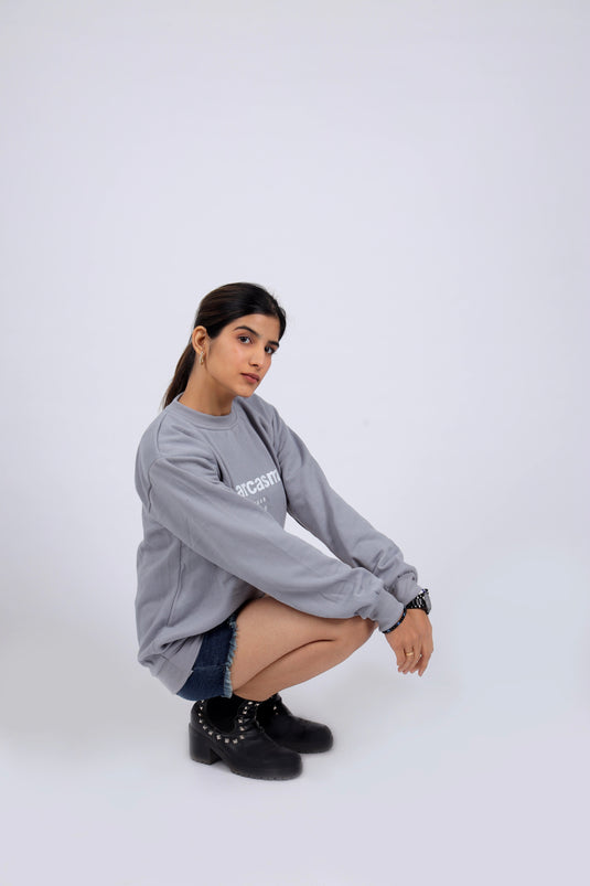 Women Grey Printed Sweatshirt