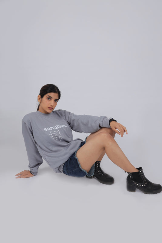 Women Grey Printed Sweatshirt