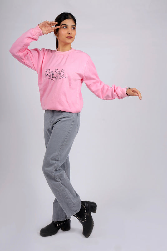 Women Pink Printed Sweatshirt