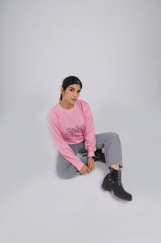 Women Pink Printed Sweatshirt