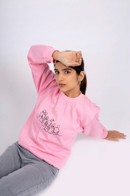 Women Pink Printed Sweatshirt