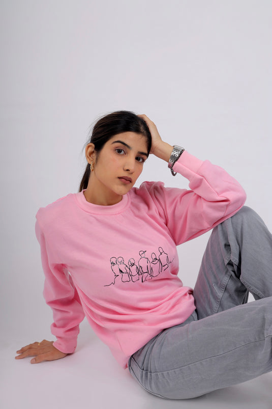 Women Pink Printed Sweatshirt