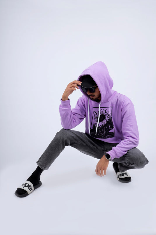 Men Lilac Printed Hoodie