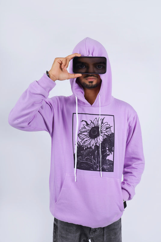 Men Lilac Printed Hoodie