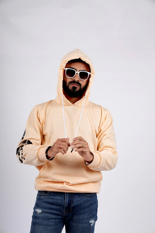 Men Ivory Printed Hoodie