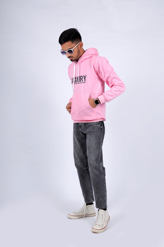 Men Pink Printed Hoodie