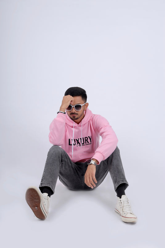 Men Pink Printed Hoodie