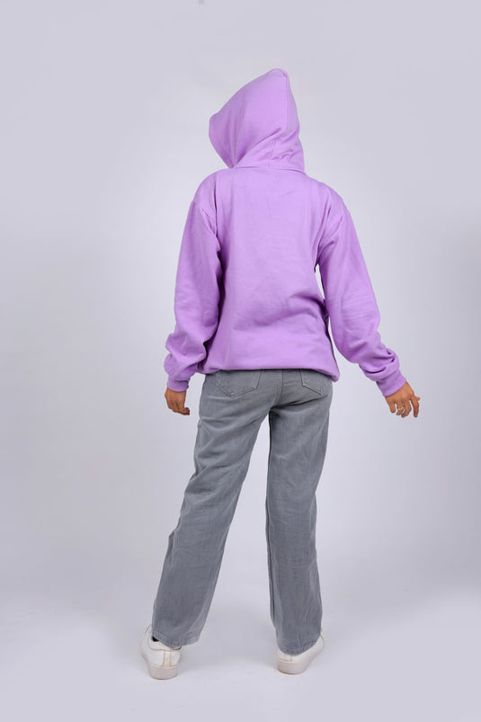 Women Lilac Printed Hoodie