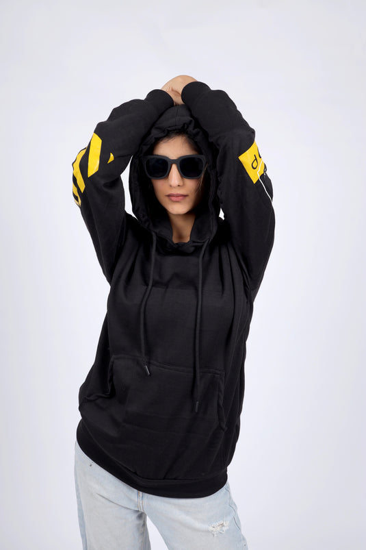 Women Black Printed Hoodie