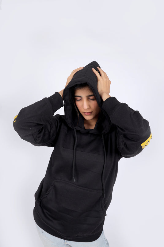 Women Black Printed Hoodie