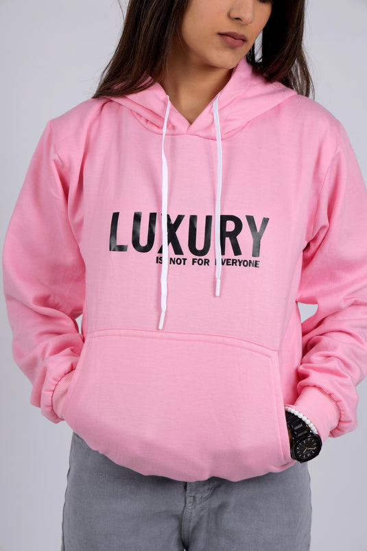 Women Pink Printed Hoodie