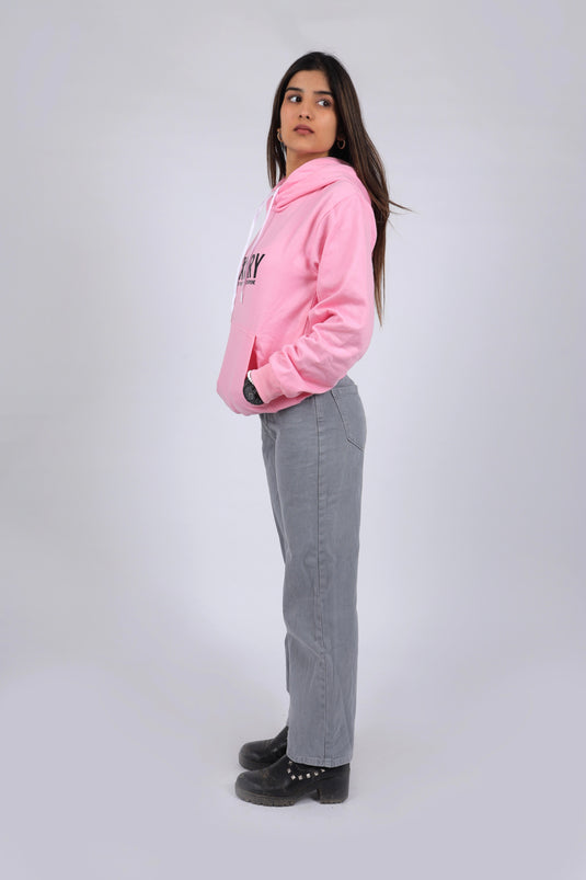 Women Pink Printed Hoodie