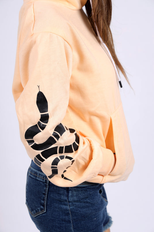 Women Ivory Printed Hoodie