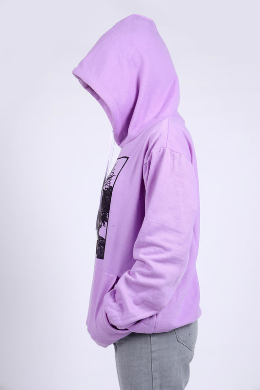 Women Lilac Printed Hoodie