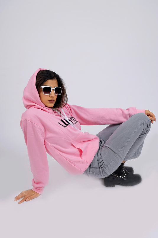 Women Pink Printed Hoodie