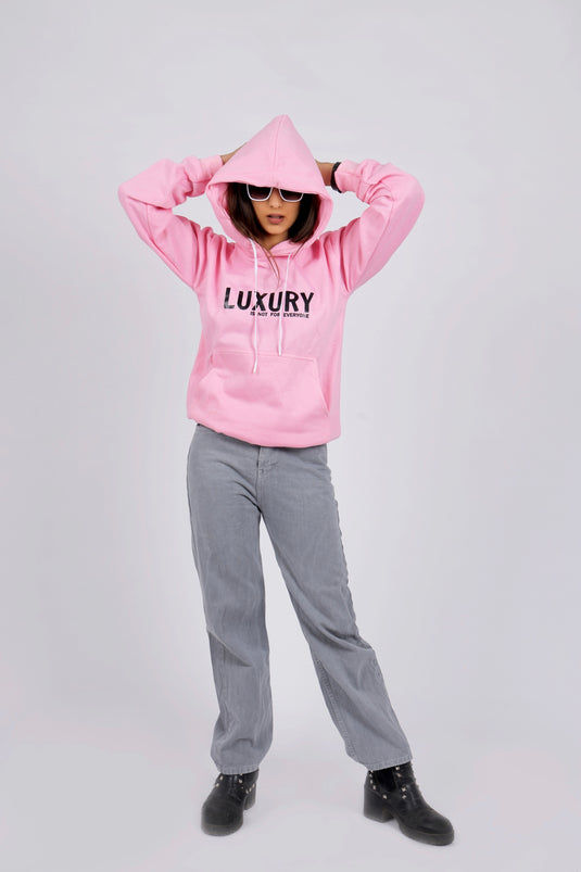 Women Pink Printed Hoodie