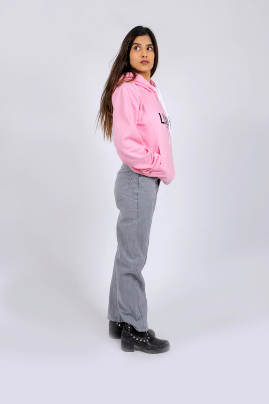 Women Pink Printed Hoodie