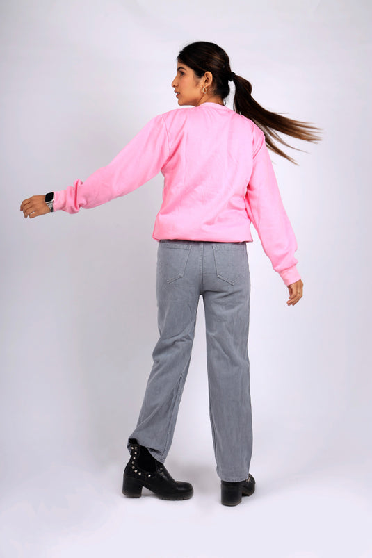 Women Pink Solid Sweatshirt