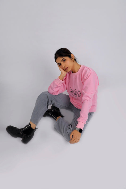 Women Pink Printed Sweatshirt