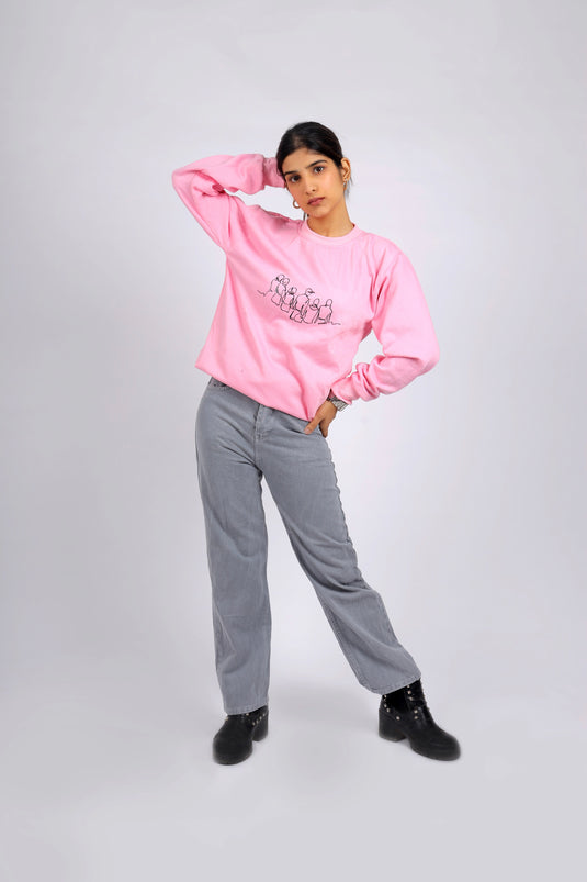 Women Pink Printed Sweatshirt